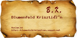 Blumenfeld Krisztián névjegykártya