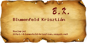 Blumenfeld Krisztián névjegykártya